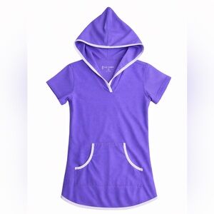 Free Country Girls Purple Hooded Swim Cover Up XS 5/6 Beach Pool Coverup